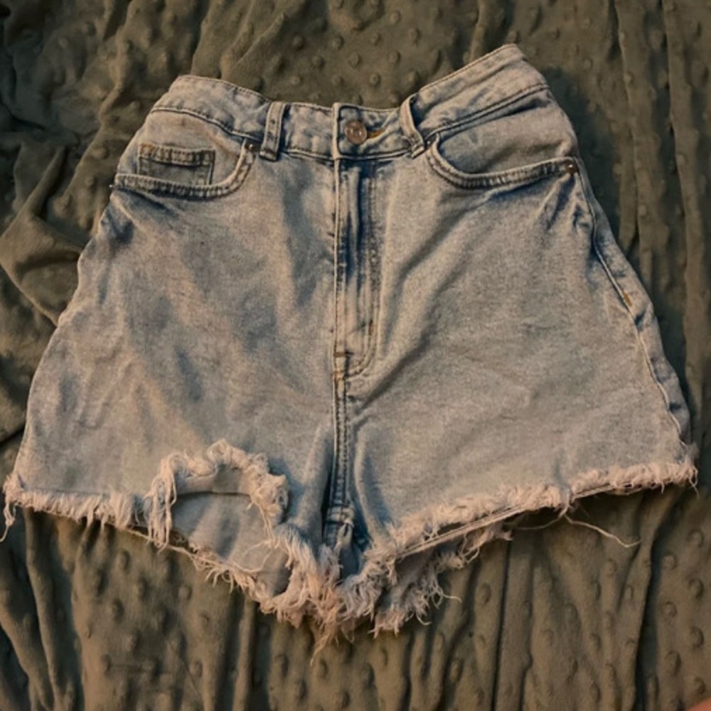 H&M Distressed Light Blue Denim Shorts